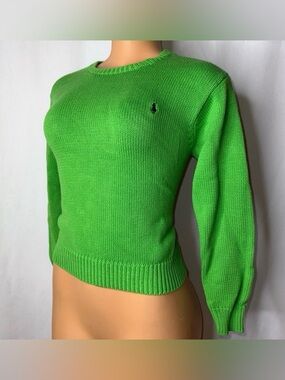 Ralph Lauren Bright Green Crewneck Knit Sweater